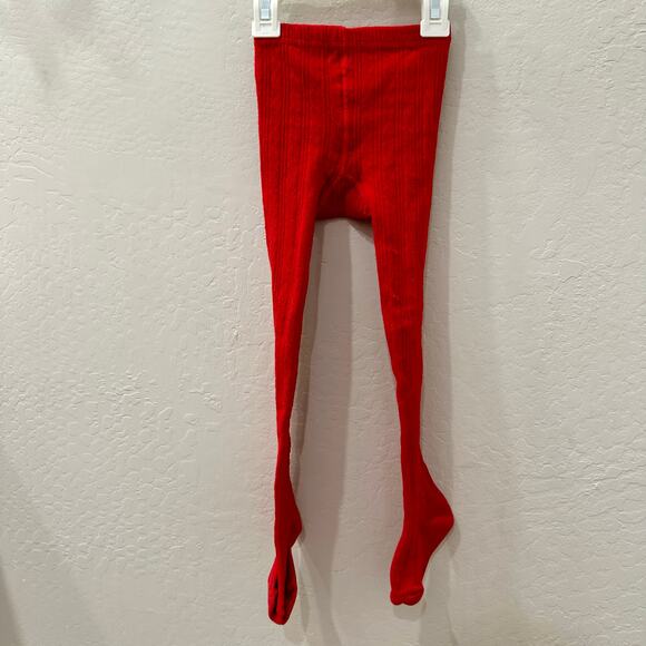 Little Stocking Co Bright Red Cable Knit Tights - Picture 1 of 7